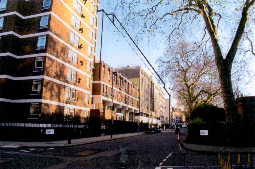 View south towards Marchmont Street - proposed in felt pen