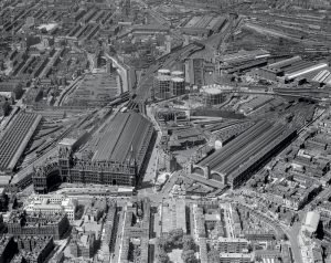Aerial view King's Cross St Pancras, c.1937