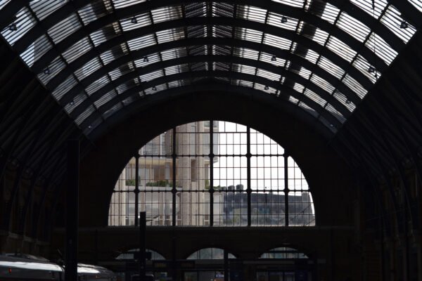 The proposed view of Belgrove House from within King's Cross Station.
